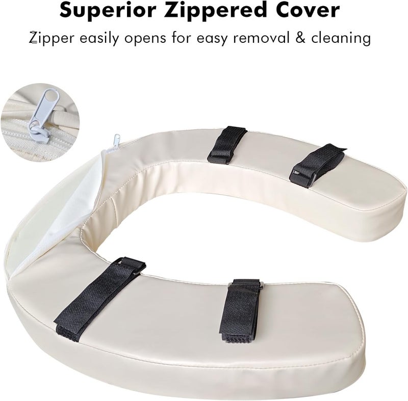 Deftyolo Soft Toilet Seat Cushion with 2-inch High-Density Foam Padded Toilet Cushion Toilet Seat Riser Waterproof PU Fabric-Suitable for Standard,Elongated Toilets(Beige) - Image 4